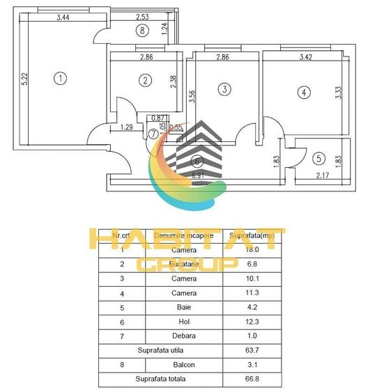 3 camere decomandat Sebastian cu 2 bai etaj 3 din 4 strada Telita - 9