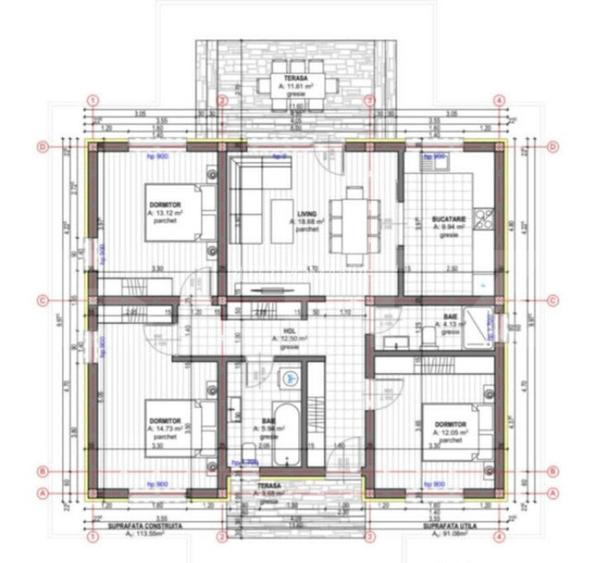 Casa parter, 4 camere, 91mp utili, Stupini
