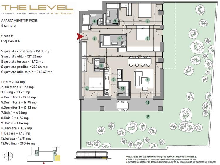 Direct Dezvoltator - The Level Apartments 3" - 4 Camere cu gradina proprie - 1