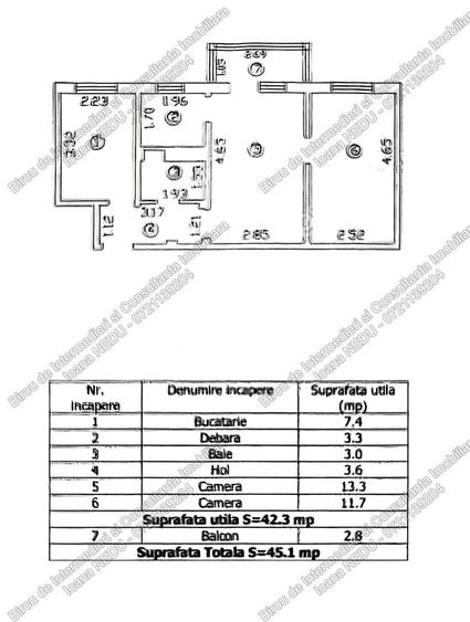 ► Intim 3 Camere semiDecomanate 45,10m² Incadrat Izolat Centrala Etaj 1 - 1