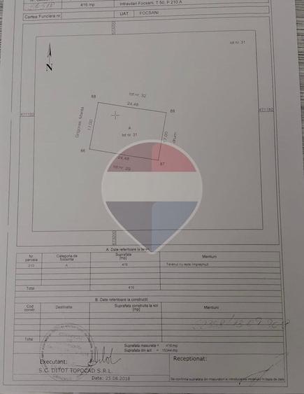 Teren Construcții intravilan de 416 mp, în Nord