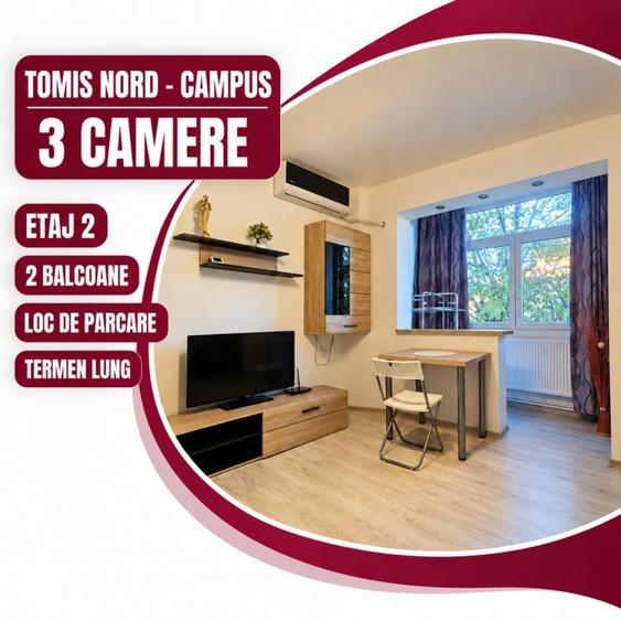 Apartament cu 3 camere semidecomandat, mobilat în Tomis Nord