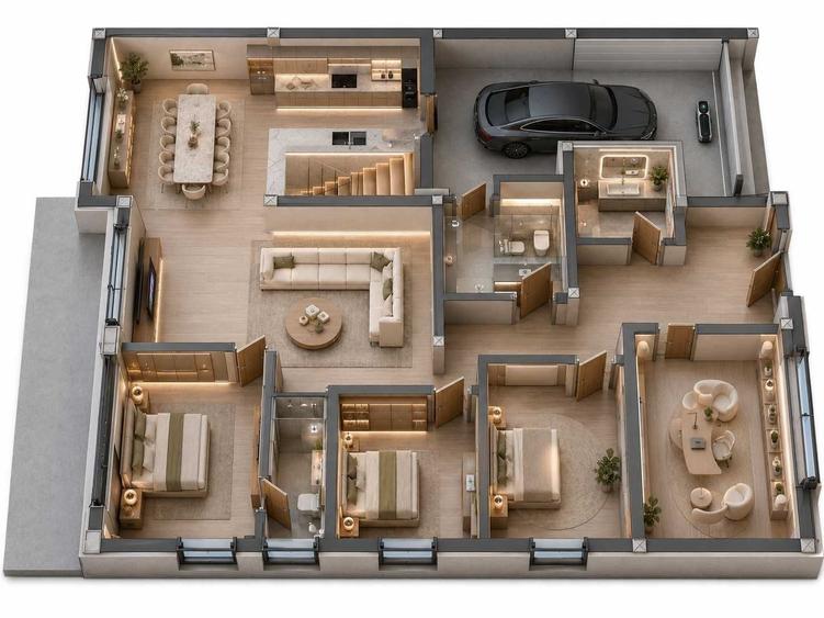 CASA INDIVIDUALA Premium DEMISOL Gaming Room+Parter-aprox. 140 mp utili P-Garaj 25 mp-Demisol 30 mp-9 km de centrul mun. Cluj-Napoca-Comision 0% - 1