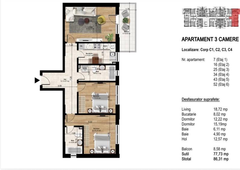 Vanzare 3 Camere Bloc Nou Popesti Leordeni- Confort City-Trend Residence - 1
