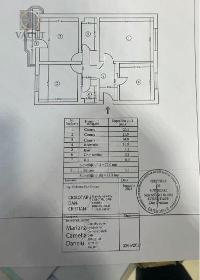 APARTAMENT 3 CAMERE-13 SEPTEMBRIE-CENTRALA-2 BAI-BLOC REABILITAT-HOL H - 27