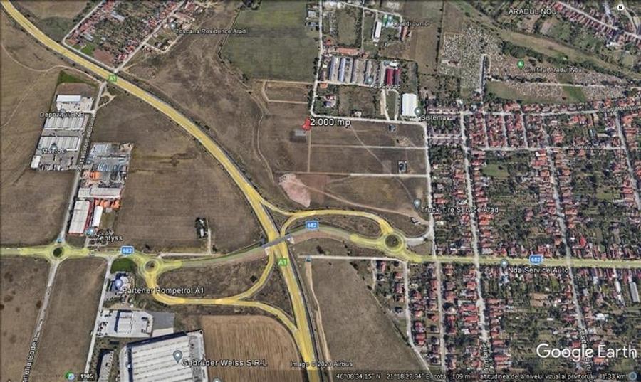 Teren intravilan langa autostrada, Aradul Nou - 1