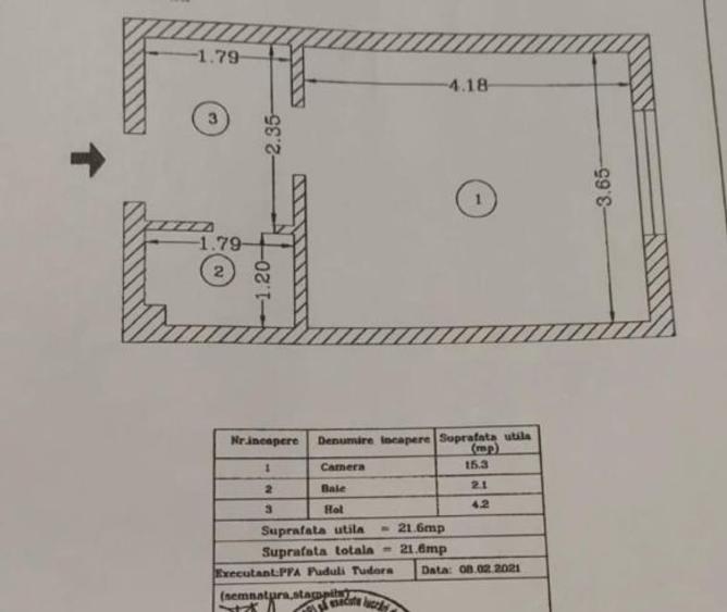 se vinde garsonieră 22 metri, parter - 1