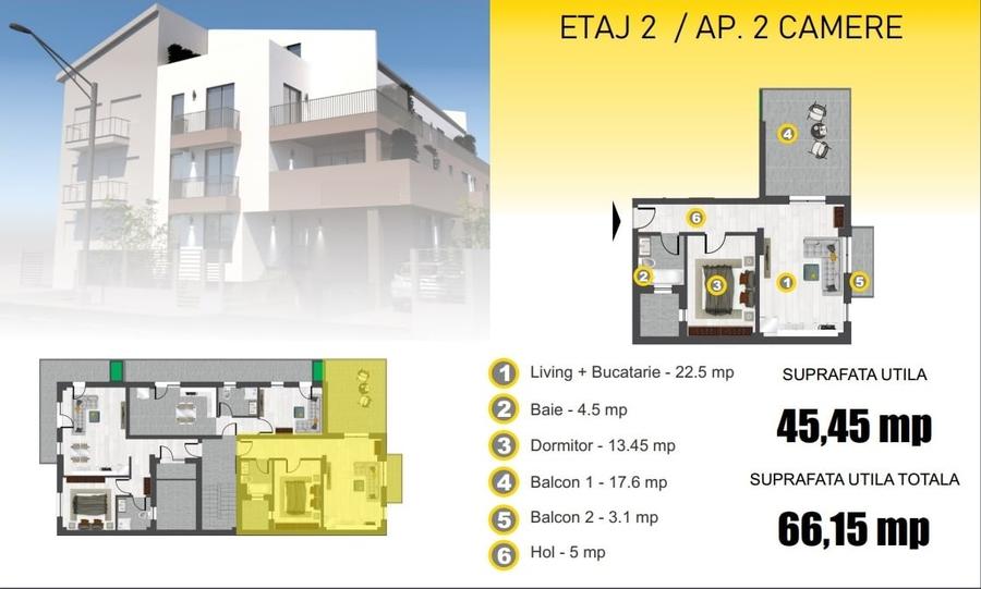 Bucurestii Noi - ap. 2 camere, decomandat, etaj 2, la 5 min de metrou si parc. - 5