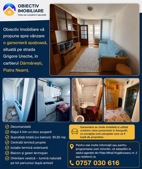 Garsonieră de vânzare – Dărmănești | 30,92 mp - 9