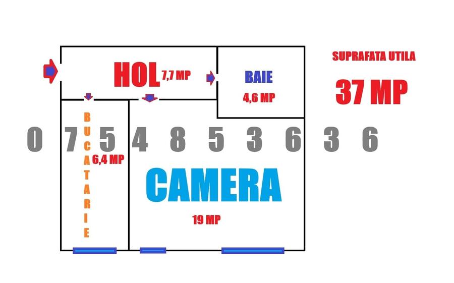 ZIMBRU -PASAJ O.BANCILA,apartament cu o camera decomandat , parter inalt , 37 mp - 1