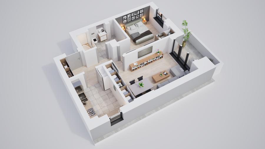 Apartament 2 camere, incalzire in pardoseala, ansamblu nou - 4