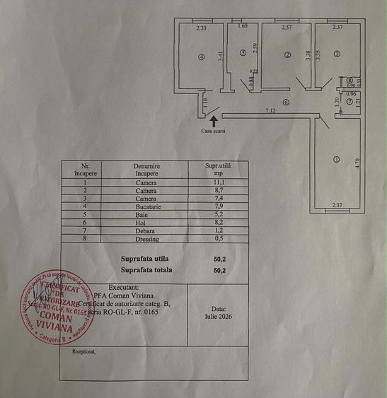 Apartament cu 3 camere decomandat în Micro 40