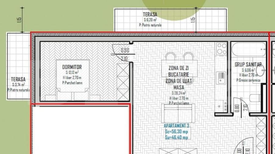 Apartament 2 camere, 46mp, bloc nou, zona Regal, Baciu - 1