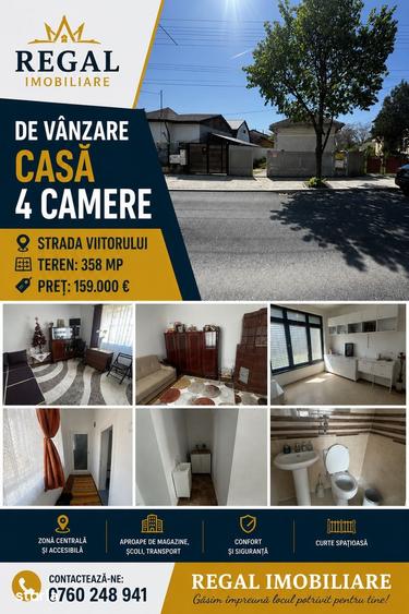 Casă cu 3 camere cu Teren 358 Mp în Central