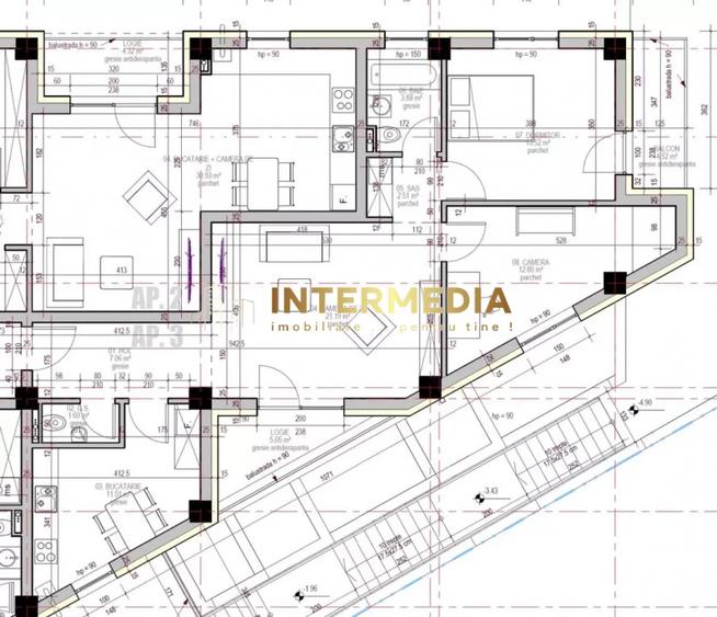 Apartament cu 3 camere semidecomandat în Central