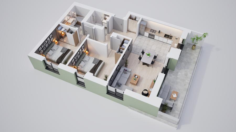 Apartament 3 camere, ansamblu privat cu parc - 9