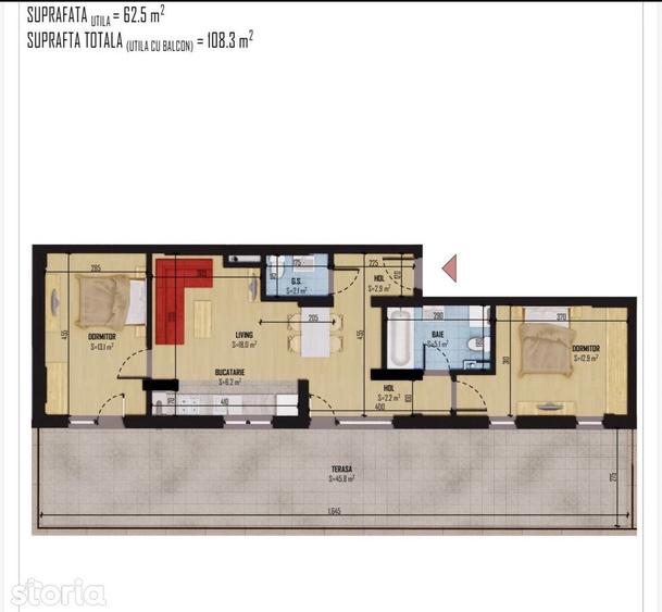Apartament cu 3 camere, terasa, bloc nou, lift - 10