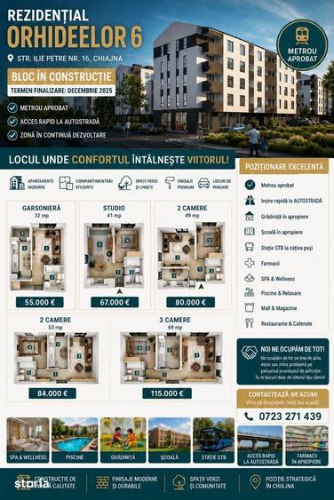 Apartamente Noi Chiajna | 1, 2 ?i 3 Camere |De la 55.000 Comision 0% - 1