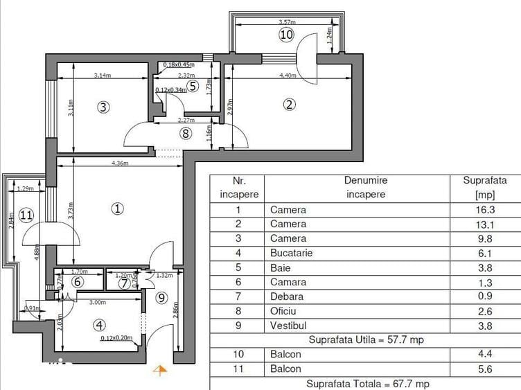 Apartament 3 camere ?oseaua ?tefan cel Mare etaj 6/7 2 balcoane - 7