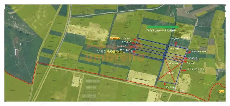 Teren de vanzare Rascruci - Bontida. Intravilan 58.236m2