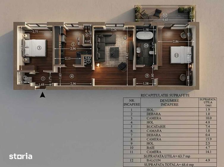 Apartament 3 camere Hipodrom (Pietatii) Etaj 2 - 1
