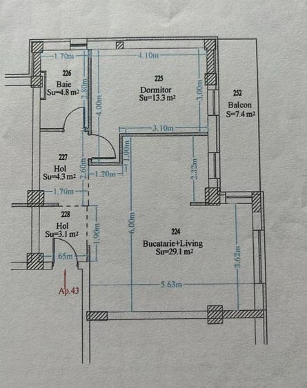 Apartament cu 2 camere direct de la proprietar, 55 mp2+7.5 balcon, Strada Neptun - 15