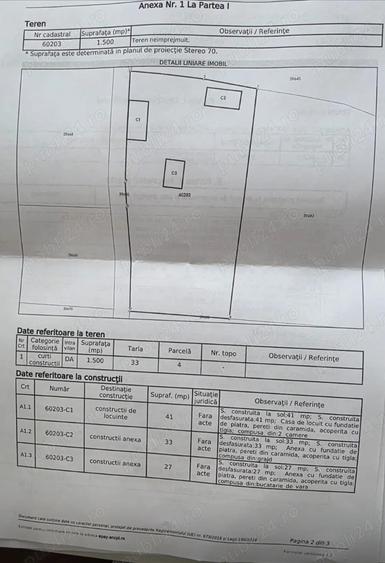 Vand casa batraneasca nelocuibila + teren 1500 m , Soporu de Campie (com. Frata, jud. Cluj). - 1