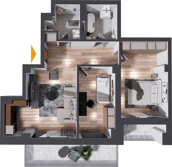 Apartament cu 3 camere în Cug