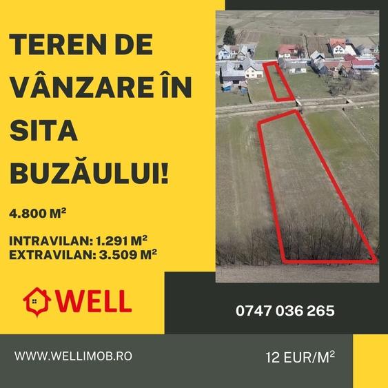 Teren intravilan de 4800 mp, în Sita Buzăului