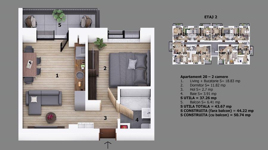 Apartament 2 camere Ion Creanga | Nichita Stanescu  | Preturi promotionale  | - 8