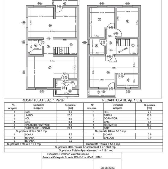 Berceni - Oituz - Duplex - P+1 - 200 mp teren - 4 camere -3 gr sanitare-centrala - 8