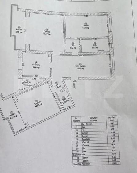 Apartament 91mp 4 camere 2 dormitoare 2 bai 2 balcoane - 14