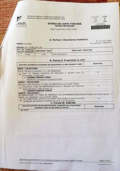 Teren de 1220 mp, în Central