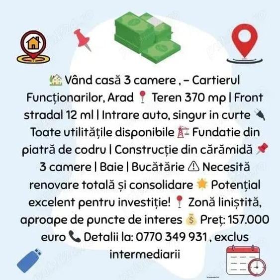 Vand casa 3 camere, cartierul functionarilor - 1