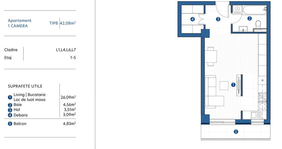 Accept CREDIT! Apartament 1 camera, BLOC PE IASI, avans 15%, TVA 21% INCLUS - 8