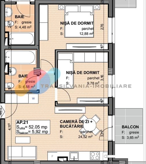 Apartament cu 3 camere semidecomandat în Apahida