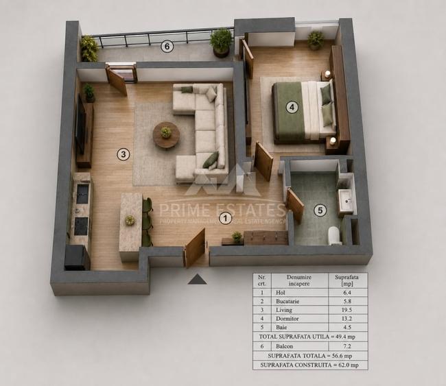 Apartament cu 2 camere decomandat, mobilat în Floreasca
