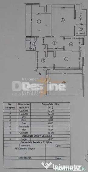 Apartament cu 3 camere decomandat, mobilat în Dacia