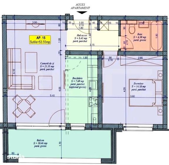 Apartament cu 2 camere decomandat în Central