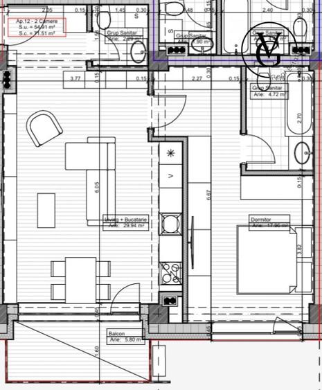 Apartament cu 2 camere decomandat în Faleza Nord