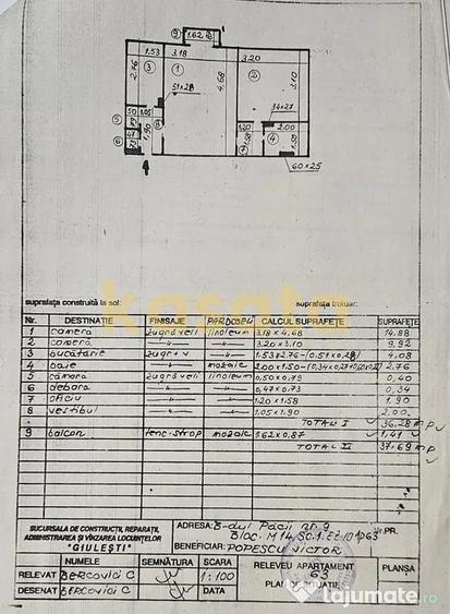 Apartament cu 2 camere semidecomandat, mobilat în Veteranilor
