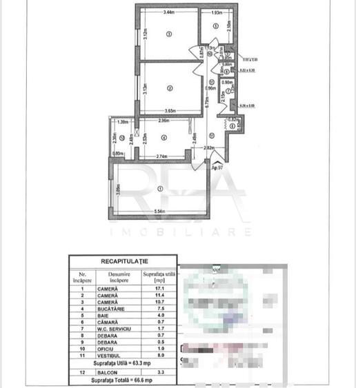 3 camere, 7/8, anvelopat, 66mp, proiect centrala-Crangasi - 16