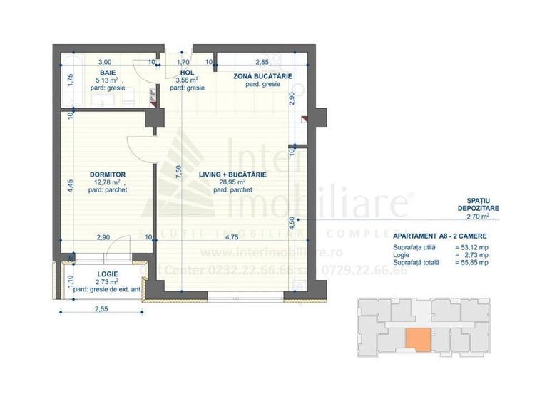 Apartament cu 2 camere în Cug