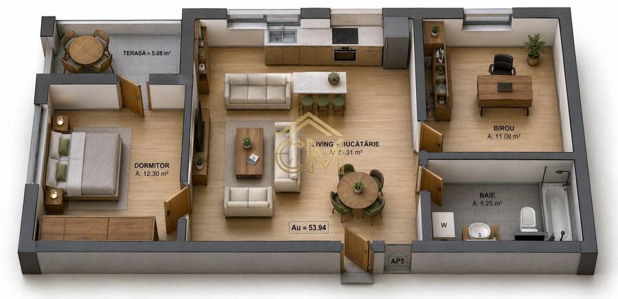 Apartament cu 3 camere semidecomandat în Cristian