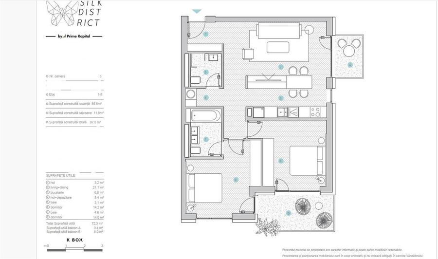 Apartament cu 3 camere decomandat în Podu Roș