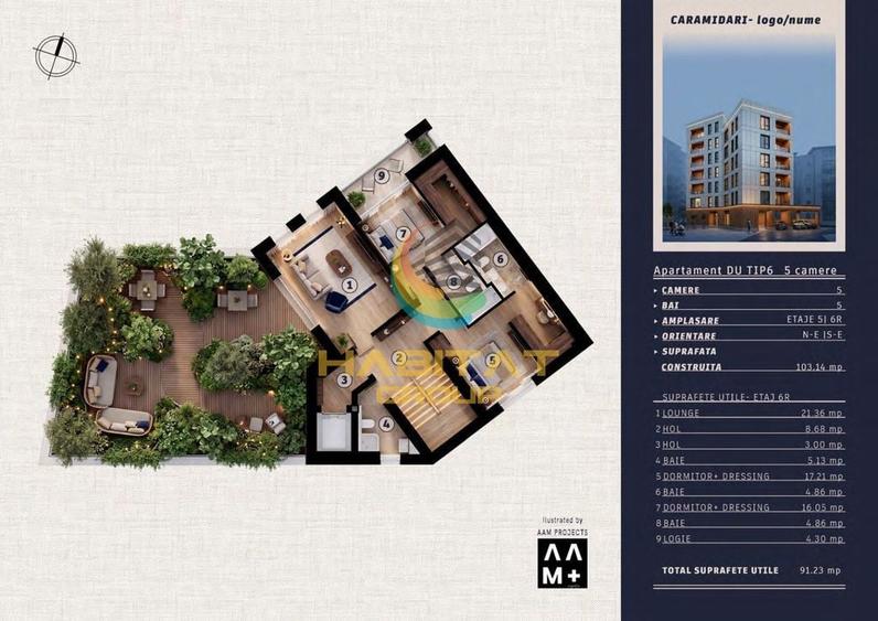 Apartament cu 3 camere semidecomandat în Tineretului