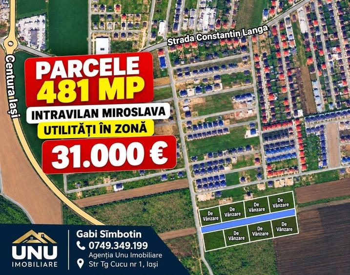 Teren agricol intravilan de 481 mp, în Miroslava