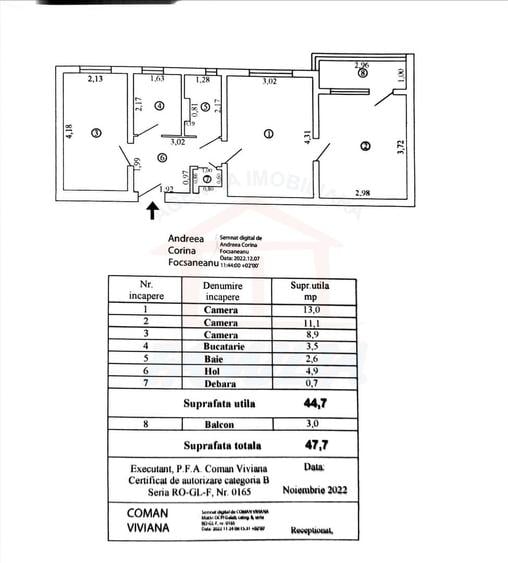 Apartament cu 3 camere semidecomandat în Micro 19