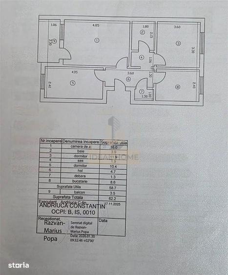 Apartament cu 3 camere decomandat în Tătărași