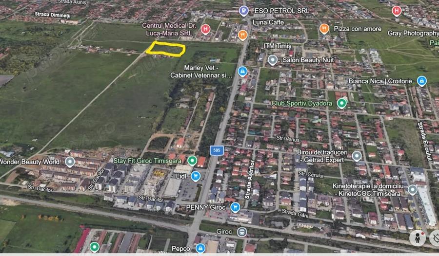 Teren de 1865 mp, în Girocului